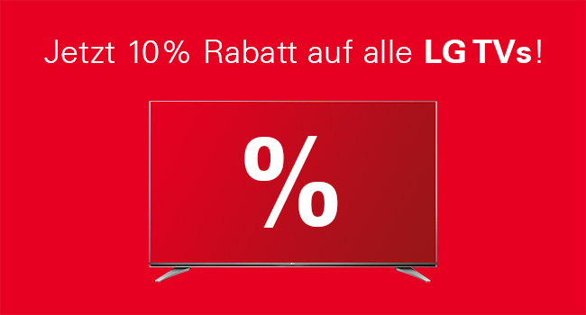 Jetzt 10% Rabatt auf alle LG TVs!