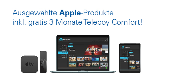 Ausgewählte Apple-Produkte inkl. gratis 3 Monate Teleboy Comfort!