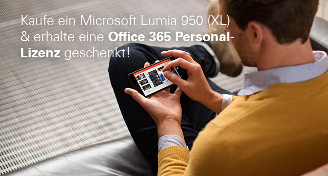 Kaufe ein Microsoft Lumia 950 (XL) & erhalte eine Office 365 Personal-Lizenz geschenkt!