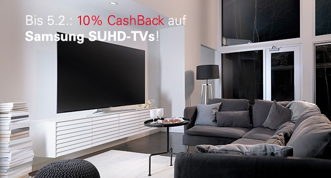 Bis 5.2.: 10% CashBack auf Samsung SUHD-TVs! 
