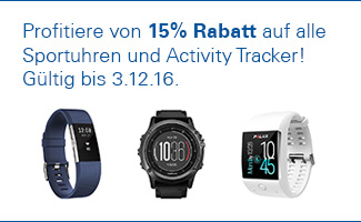 Profitiere von 15% Rabatt auf alle Sportuhren und Activity Tracker