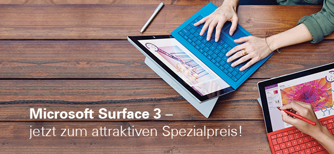 Microsoft Surface 3 – jetzt zum attraktiven Spezialpreis!