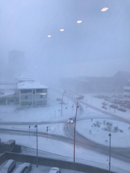 A photo taken from a window in Reykjavik