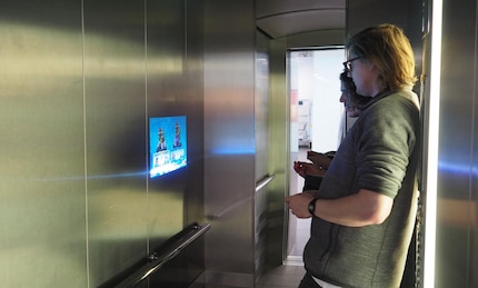We even played half a round in the elevator.