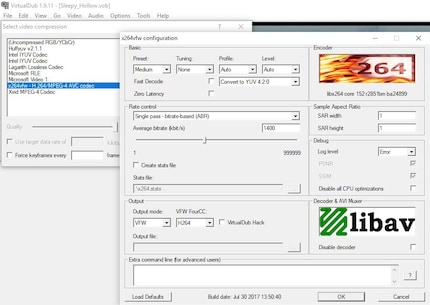 The codec configuration. For my test, I'm exceptionally converting to «single pass».