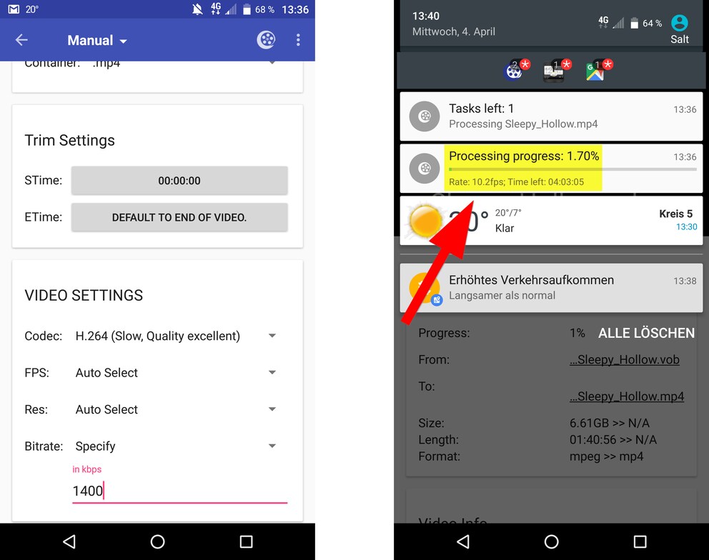  La conversione con lo smartphone è quattro volte più lunga di quella con il notebook.