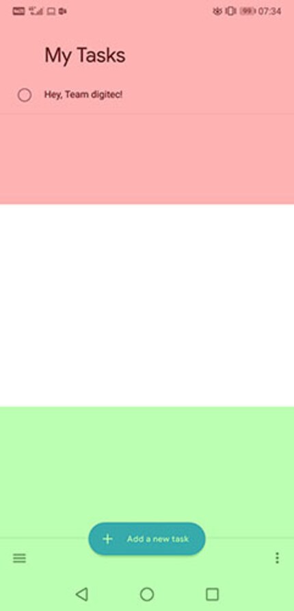 Interaction options in the context of the app are shown in green.n, nothing should be in the red area