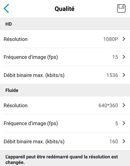 L’application possède de nombreux réglages.