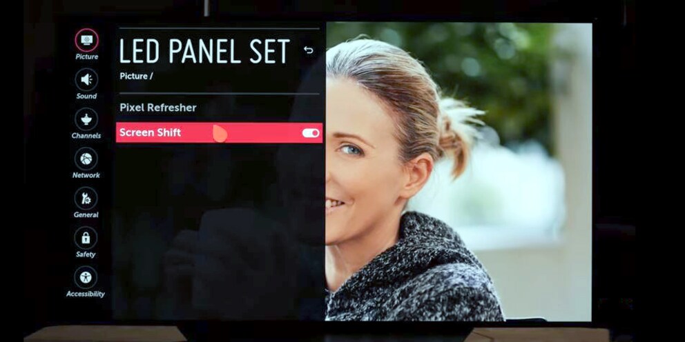 Settings menu on an LG OLED TV