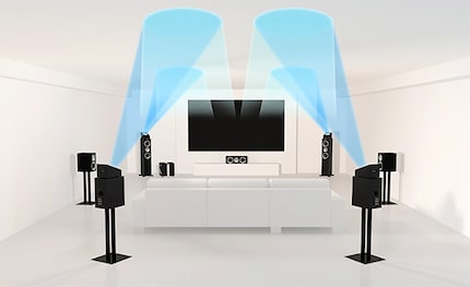 Darstellung einer Konfiguration mit Upfiring-Speakers.