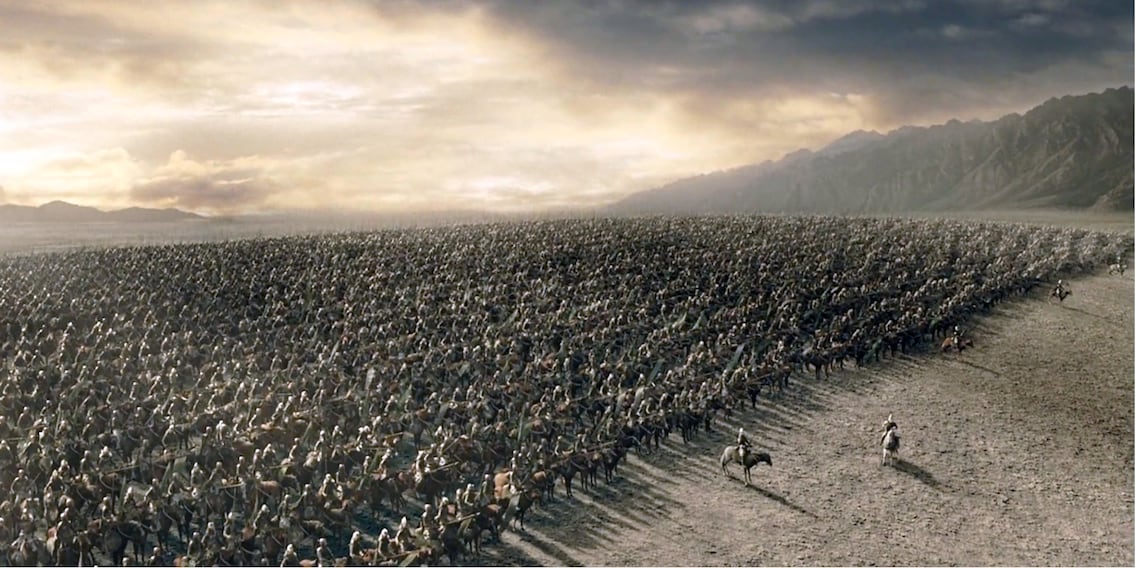 And cut! Brave Lord of the Rings warriors running away in their thousands And cut! Brave Lord of the Rings warriors running away in their thousands