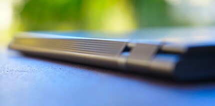 The design highlight are the speakers built into the hinge.