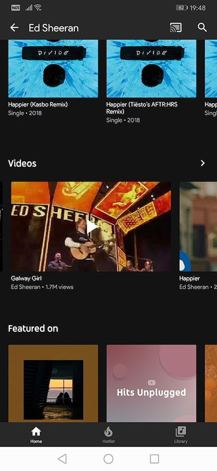 The music videos are also listed on each artist's profile page