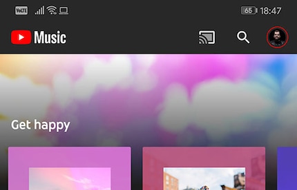 The search is at the top of the screen