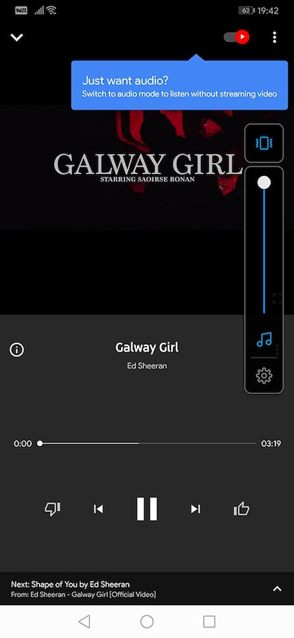 The video offers you to switch to sound-only mode