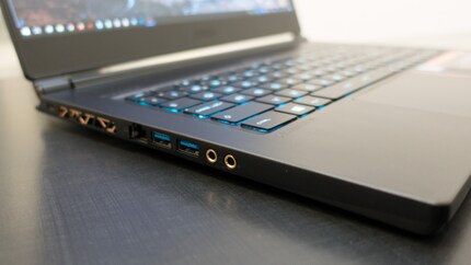 Jack connection for headphones and microphone, two USB 3.1 As, ethernet port and a Kensington lock