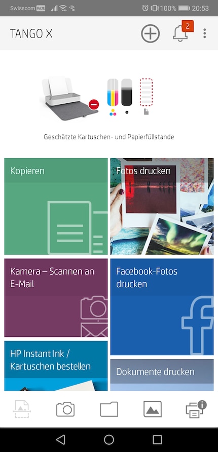 Le menu principal de l'application.