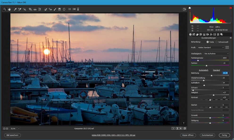 Das Camera-Raw-Modul von Photoshop lässt sich direkt aus Bridge ohne Photoshop öffnen.