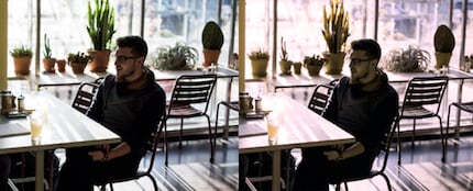 Vergleich der Fotos ohne (links) und mit Grünsehschwäche (rechts).