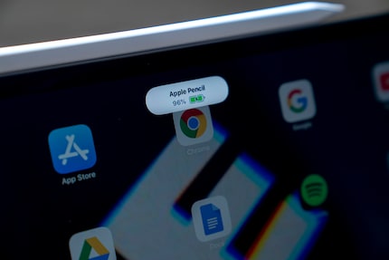 The Pencil connects magnetically to the iPad and also charges itself