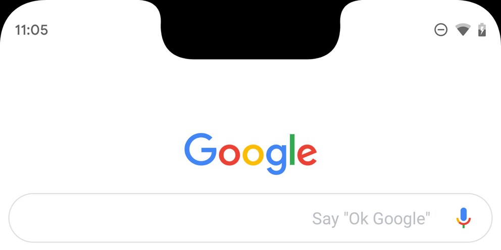 Der Notch im Screenshot des Google Pixel 3 XL