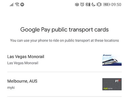 Bisher werden bei den Tickets nur die Las Vegas Monorail und der Myki in Melbourne unterstützt