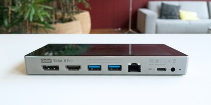 DisplayPort, HDMI, 2 x USB-A-3.0, Ethernet, USB-C-3.0 und Netzanschluss