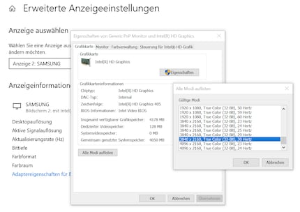 Nach der Umstellung auf UHD-Auflösung friert erst mal das Bild ein.