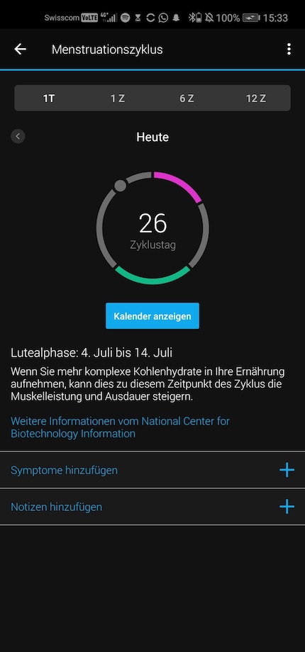 Die Startseite der Perioden-App