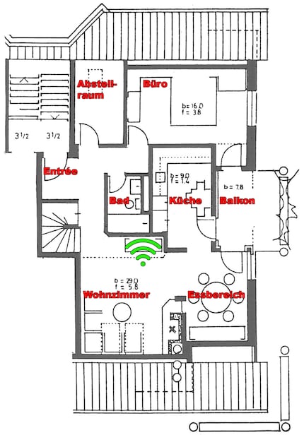 Router-Standort: WiFi-Symbol in Grün