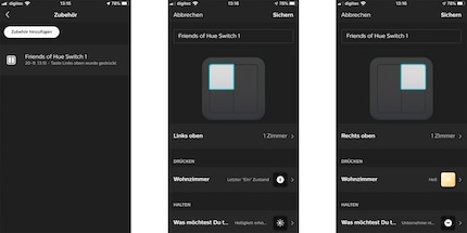 Jeder Taste kann eine Funktion zugewiesen werden – das ist vor allem bei mehreren Philips-Hue-Leuchten sehr praktisch.