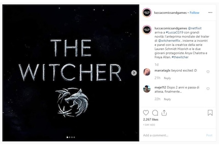 Post Instagram du festival Comics and Games à Lucques en Italie.