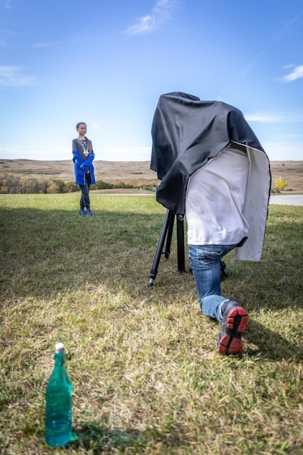 Una scena del servizio fotografico