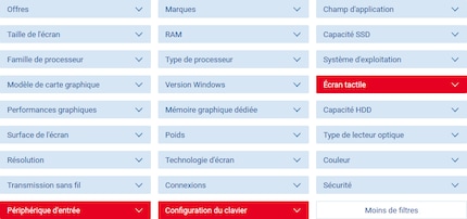 Cochez les cases des filtres qui correspondent aux réponses que vous avez fournies.