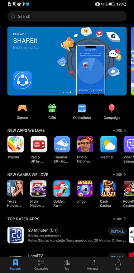 La galerie d'applications Huawei semble encore assez chinoise