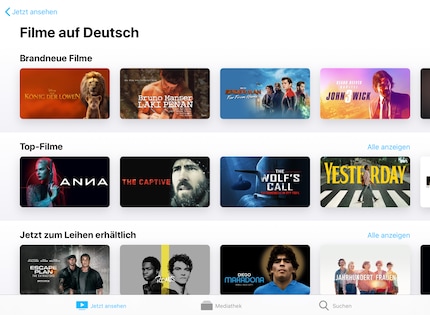 Apple's on-demand range – no Apple Originals in sight. You can only buy or rent the on-demand movies.