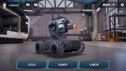 Der Startbildschirm der Handy-App mit 3D-animiertem RoboMaster S1.