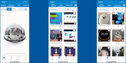 Voici à quoi ressemblent les menus de l'application de programmation du Sphero.