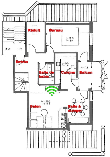 Posizione del router: icona WiFi verde.