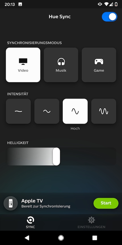 You can activate and control the effects in the Sync app.
