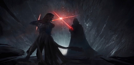 Une bataille courte, mais intense entre Kylo et Vador.