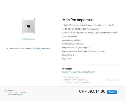 The most expensive factory configuration of the Mac Pro.
