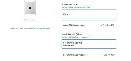The set of four castors, sold separately, costsparently, costs CHF 438.80