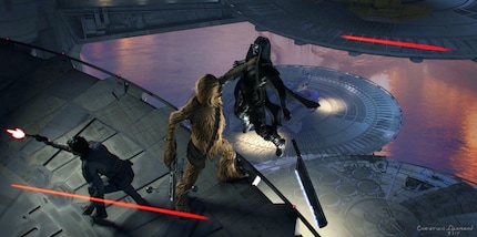 Chewbacca vient à bout d'un Chevalier de Ren.