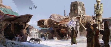 La colonie de raffineries à la surface de la planète.