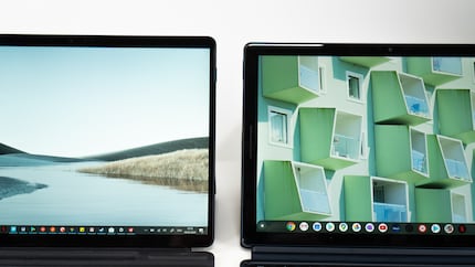 Die Icons beim Surface (l.) sind etwas zu klein für die Touchbedienung.