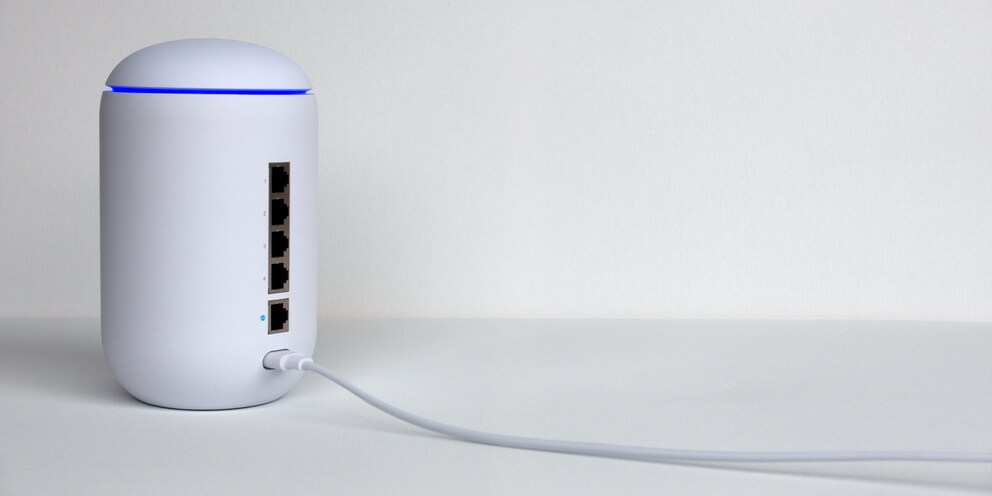1 x RJ45 WAN (Gigabit), 4 x RJ45 LAN (Gigabit), Netzanschluss