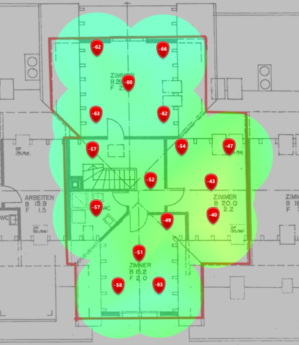 5-GHz-Signalpegel im zweiten Dachgeschoss