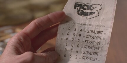 The ominous lottery ticket with the numbers for the big prize. Image: thx-trailer.com