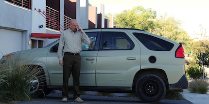 Walter and probably the most hideous car in the world. Image: Serial junkies